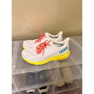 Hoka Clifton 8 White/Pink/Yellow Men's 9.5